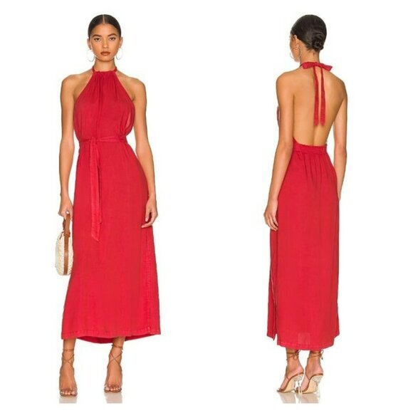 Bella Dahl Smocked Waist Halter Midi Dress - Azaleza